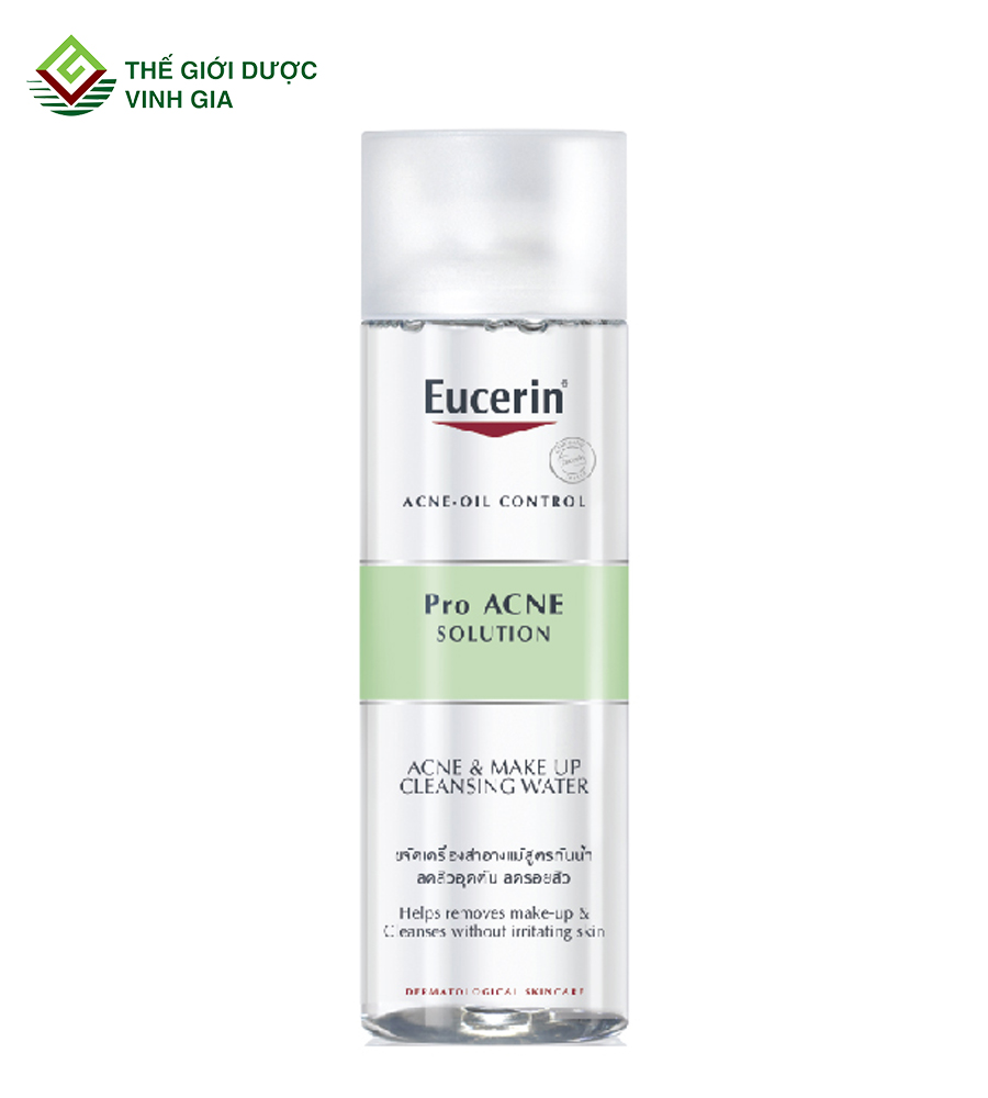 Nước tẩy trang Eucerin ProAcne Acne & Make-Up Cleansing Water cho da dầu mụn 200ml