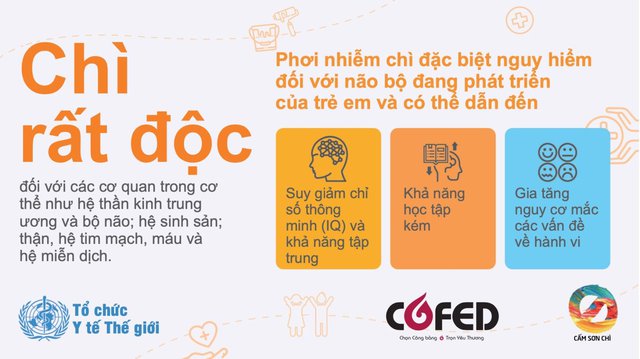 Thông điệp của các tổ chức hành động vì sức khỏe cộng đồng về nguy cơ nhiễm độc chì.